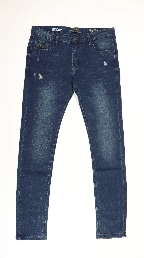 Skinny Max Men's Jeans in Contrasted and Veined Indigo L40-204