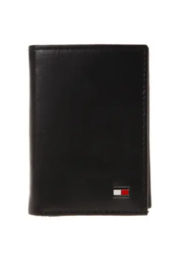 [JFM5818081] Tommy Hilfiger Men's Leather Credit Card Wallet Slim Trifold (Black) - 31TL11X018