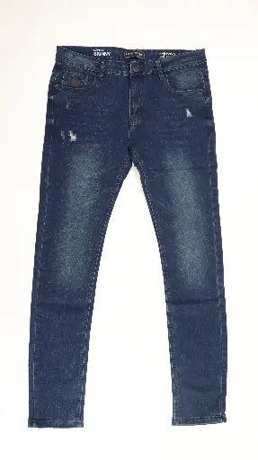 Skinny Max Men's Jeans in Contrasted and Veined Indigo L40-204